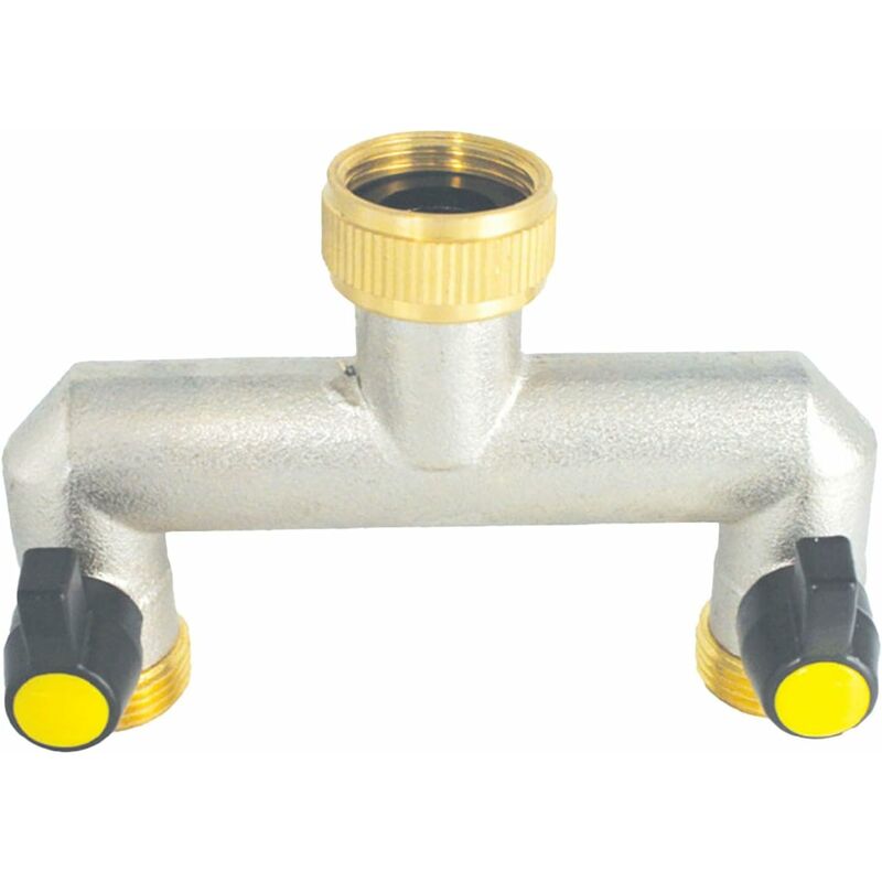 Yozhiqu - Répartiteur de robinet en laiton à 2 voies, répartiteur de robinet de tuyau d'arrosage, 2 voies de 1,9 cm, raccord de collecteur en laiton
