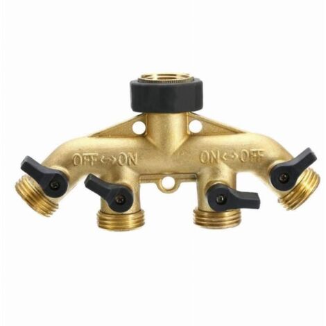 Répartiteur de tuyau d\'arrosage Connecteurs de tuyau de robinet à 4 voies Valve de commutation de distributeur d\'eau - Return 1112