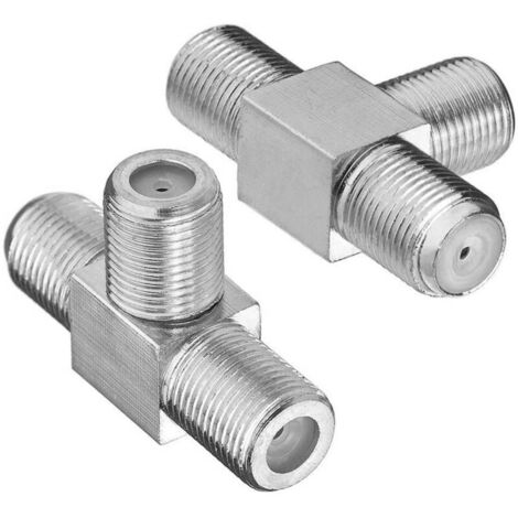Répartiteur de type F à 3 voies, adaptateur coaxial en forme de T avec connecteurs femelles F vers 2 femelles, pour antenne TV, vidéo, magnétoscope, câble TV, tuner satellite.