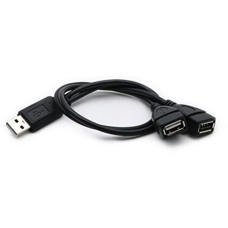 Répartiteur de voiture avec câble adaptateur USB 1 vers 2 femelles et câble d'extension de charge/données 1 mâle et 2 femelles