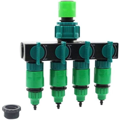 Répartiteur d’irrigation goutte à goutte 4 voies – Raccord universel pour tuyaux de jardin, en plastique résistant, lot de 1
