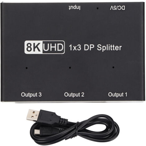 Répartiteur DisplayPort 1 entrée 3 sorties 8K 30Hz 4K 144Hz Hub Triple MST/SST pour Home Cinéma École Hôtel