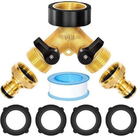 Répartiteur eau 2 voies 3/4 - Répartiteur en Y - Raccord eau de 2 appareils avec interrupteur séparé - Pour machine à laver, cuisine, jardin, pelouse