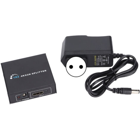 Répartiteur HDMI 1 Entrée 2 Sorties pour Écrans PC, Téléviseurs LCD et Moniteurs - Alimentation 100‑240V EU