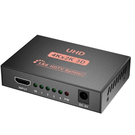 Répartiteur HDMI 1 entrée 4 sorties V1.4 avec alimentation, support Ultra HD 4K/2K, 1080P et 3D (1 vers 4)