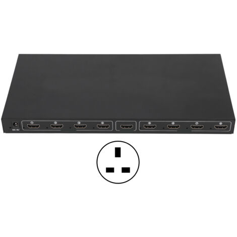Répartiteur HDMI 1 entrée 8 sorties 4K Ultra HD, distributeur multimédia avec alimentation 100‑240V prise UK