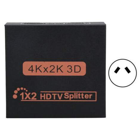 Répartiteur HDMI 4K 1 Entrée 2 Sorties pour Accessoires Informatiques, Alimentation 100‑240V Prise AU