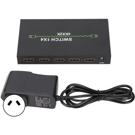 Répartiteur HDMI 4K 1 Entrée 4 Sorties, Stable et Fiable pour Ordinateur, Tension 100‑240V avec Prise AU