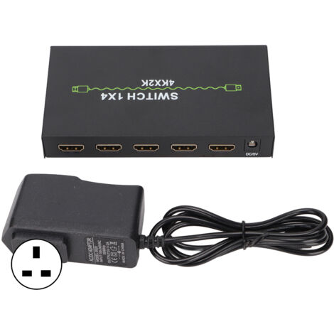Répartiteur HDMI 4K 1 entrée 4 sorties, stable et fiable, pour ordinateur, tension 100‑240V avec prise UK
