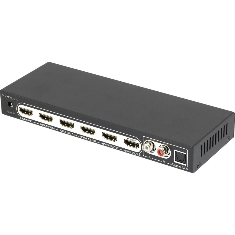 4 ports Répartiteur hdmi avec ports audio, avec télécommande 3840 x 2160 pixels noir W049651 - Speaka Professional