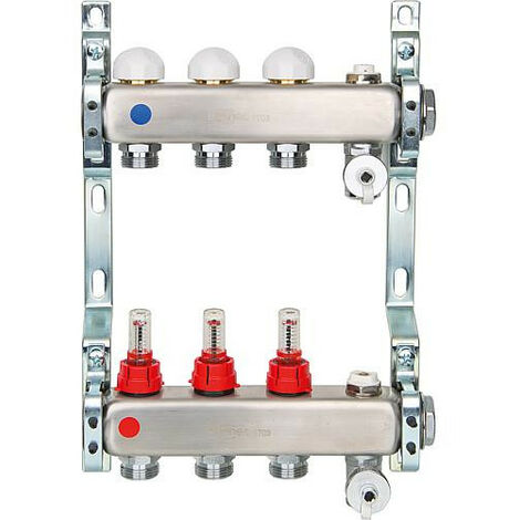 Repartiteur inox avec debitmetre flow SN 25 1" avec 3 circuits