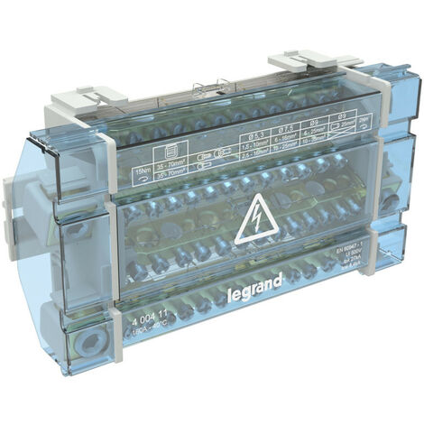 Répartiteur modulaire monobloc tétrapolaire à bornes 160A 15 connexions par barreau 10 modules (004879)