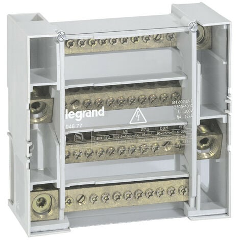 Répartiteur modulaire monobloc tétrapolaire à bornes 250A 12 connexions par barreau 9 modules (004877)