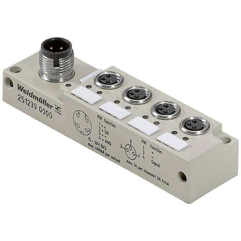Weidmüller SAI-4-S-3P-M8L-M12-LOG 2512390000 Répartiteur passif M12 filetage métal 1 pc(s) R398921