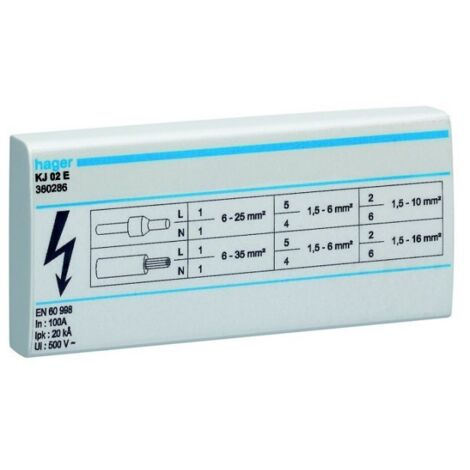 répartiteur tétrapolaire - 4 x 100a - hager kj02e