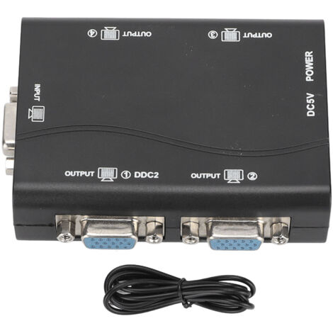 Répartiteur VGA 1 entrée 4 sorties 250MHz 1920x1440 alimenté par USB pour PC portable projecteur écran
