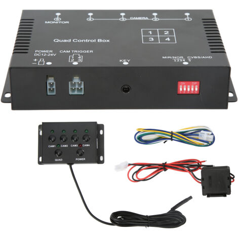 Répartiteur vidéo 4 canaux 1080P AHD 12 V CC/24 V Commutateur d'écran de caméra pour camping-car, camion, bus et remorque