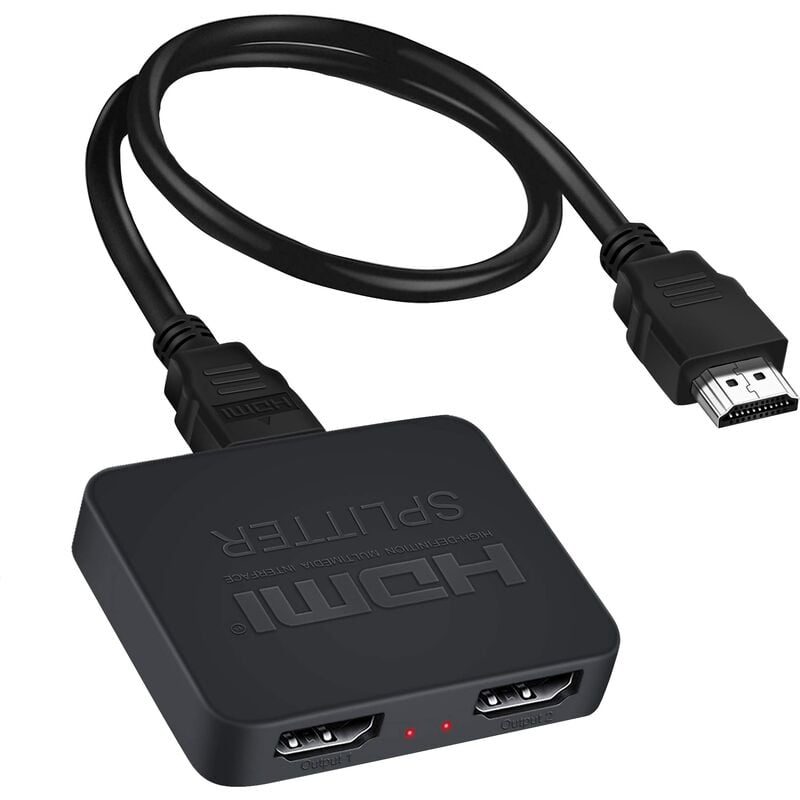 Répartiteur vidéo hdmi 4K, 1x entrée 2x sortie, 3840X2160P, 60HZ, prise en charge HDCP/3D, alimentation microUSB 5V 1A, noir