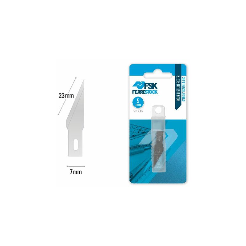 

Ferrestock FSKTWBR001 dispensador de 5 hojas de recambio para bisturí de corte recto, corta de forma limpia y profesional cualquier material, 7mm x