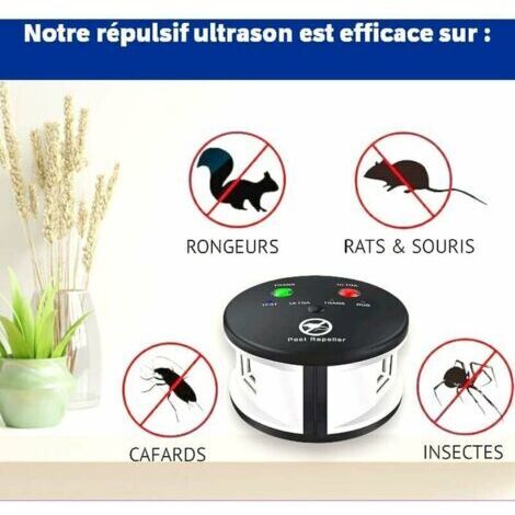 Repelente de plagas 360° ultrasonido, eficaz contra ratas, ratones, roedores, cucarachas y insectos.