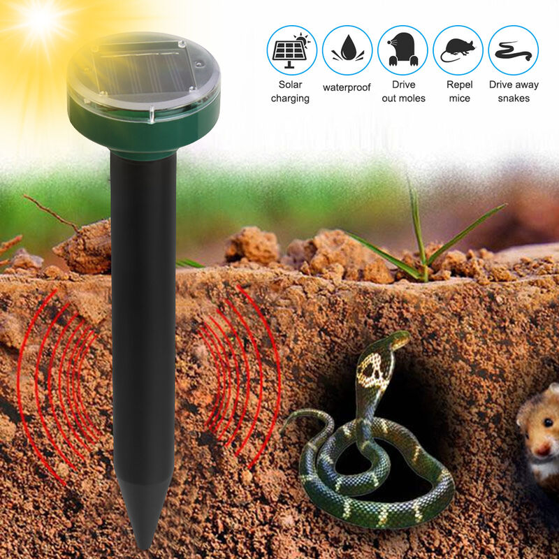 

Repelente solar del topo, la marmota repelente ultrasonico con energia solar y repelente de animales para cesped y jardin Patio Inicio