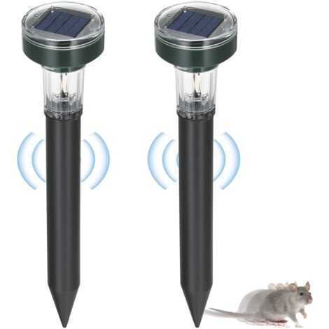 Repelente solar para topos (2 unidades) para jardín exterior, 2 en 1, repelente solar para césped y repelente ultrasónico para animales.