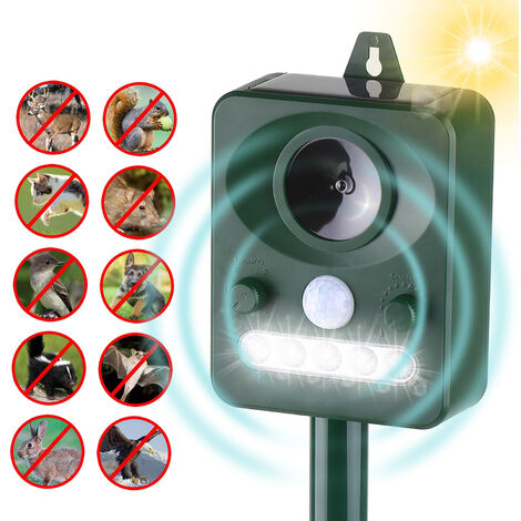Repelente solar ultrasonico de plagas Repelente de animales al aire libre, con sensor de movimiento de sonido ultrasonico y luz intermitente