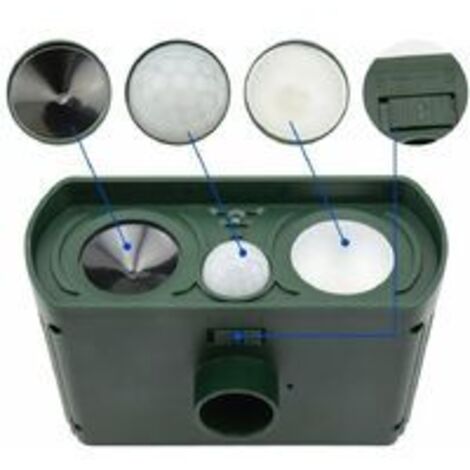 Repelente solar ultrasónico para gatos - Alarma audible y visual impermeable para gatos y perros (carga solar/batería)