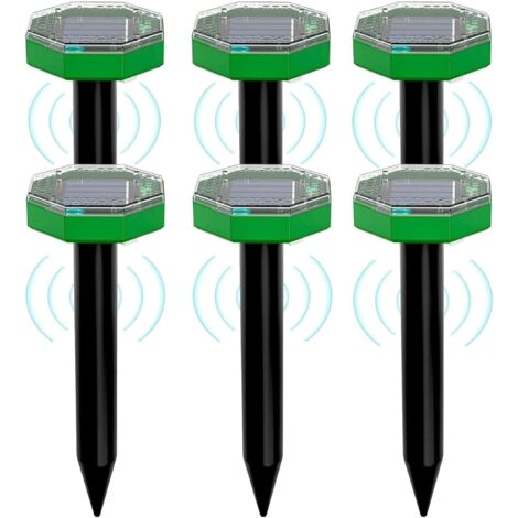 Repelente solar ultrasónico para topos, 6 unidades, repele topos y otros roedores para jardines y céspedes.
