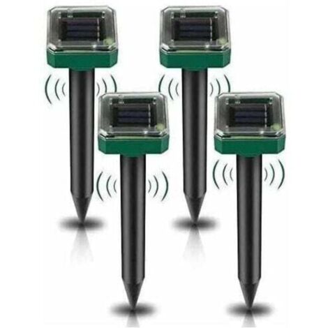 Repelente solar ultrasónico para topos (paquete de 4), repelente solar para ratones para exteriores, ideal para jardines, topos, ratones, tuzas, serpientes y otros roedores.