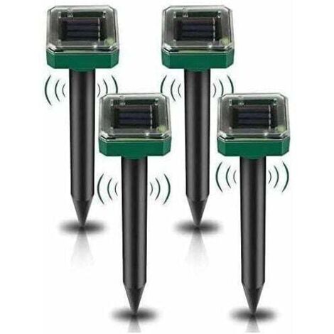 Repelente solar ultrasónico para topos (paquete de 4), repelente solar para topos para uso en exteriores, repelente para ratones de jardín, topos, ratones de campo, ardillas terrestres, serpientes u o