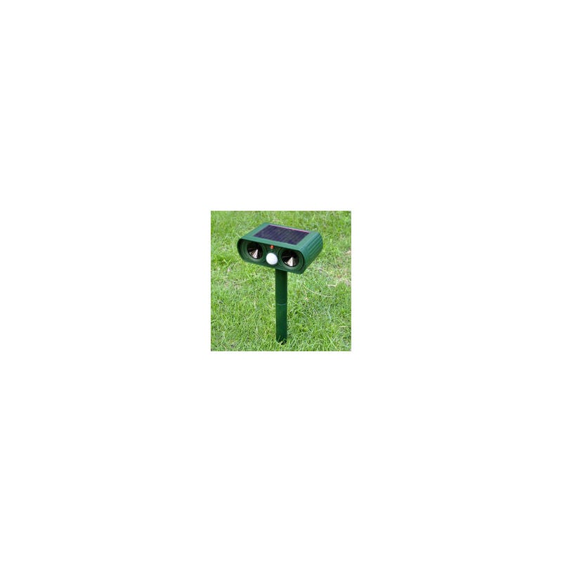 

Repelente ultrasónico de aves, Repelente de animales Alarma sonora y visual, Carga solar