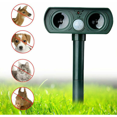 SOLEIL Repelente ultrasónico de gatos para mascotas, ahuyentador de gatos ultrasónico impermeable para exteriores, para jardines, granjas, salidas, sin ruido, Guazhuni