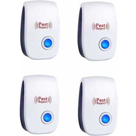 Repelente ultrasónico de plagas, paquete de 4, repelente electrónico de plagas, repelente de ratones y ratas, repelente de insectos y arañas, repelente de ratones.