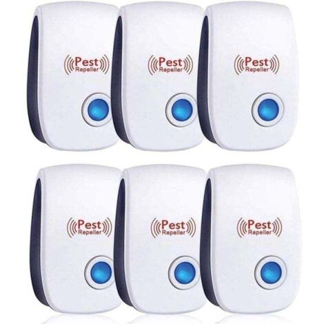 Repelente ultrasónico de roedores (paquete de 6), repelente ultrasónico para ratones y ratas, repelente electrónico para interiores para ratones, ratas, hormigas, arañas y mosquitos.