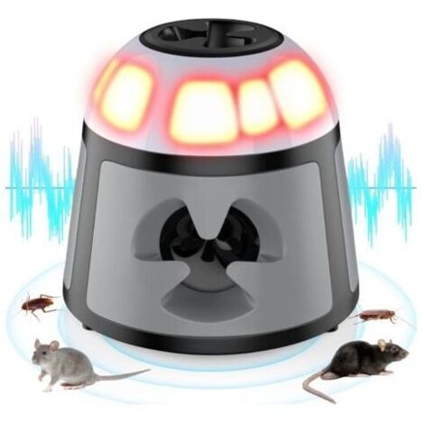 Repelente ultrasónico para ratones y ratas, repelente ultrasónico de 360° con luz LED, dispositivo ultrasónico para roedores, repelente enchufable para interiores, dispositivo de control de plagas de 