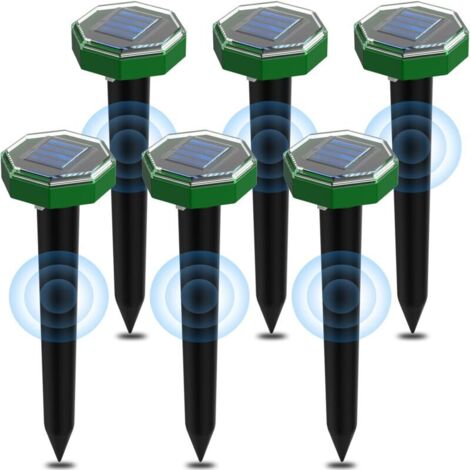 Repelente ultrasónico para topos Jalleria, paquete de 6, con clasificación IP65, resistente al agua y con energía solar, para jardín, patio y césped, para repeler topos.