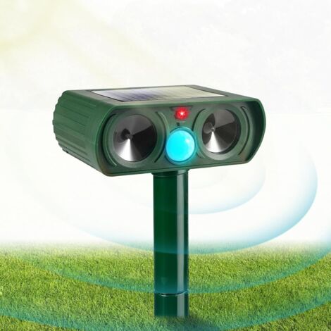 Repelente ultrasónico solar para gatos (para exteriores), sensibilidad y frecuencia ajustables, repelente ultrasónico para gatos para repeler plagas, protección para el jardín, Movime