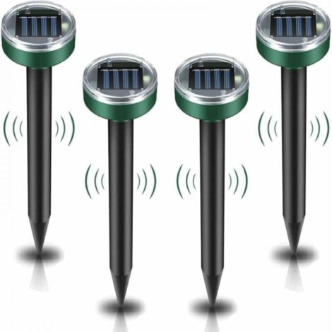 Repelente ultrasónico solar para roedores, paquete de 4 unidades, protección contra roedores, resistente al agua IP65, para jardín.