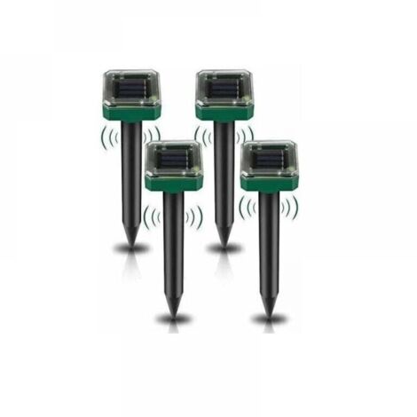 Repelente ultrasónico solar para topos (4 unidades), repelente ultrasónico para topos y serpientes.