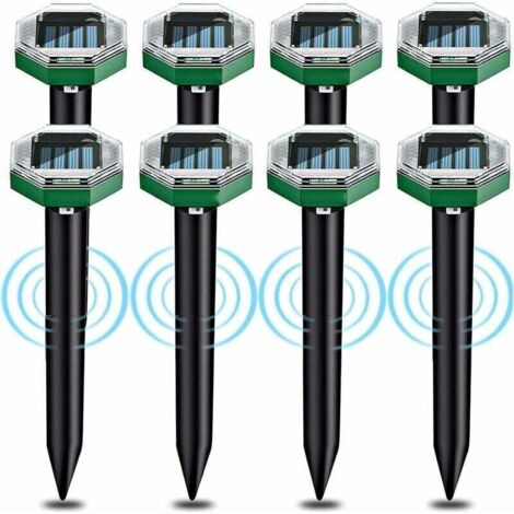 Repelente ultrasónico solar para topos Tigrezy (8 unidades), resistente al agua con clasificación IP65, apto para jardines, patios y césped.