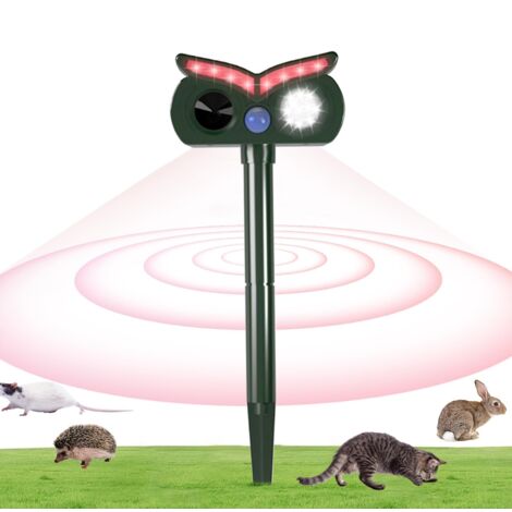 Repellente per cervi ad ultrasuoni, repellente anti-cani ad ultrasuoni, disco di segnalazione a forma di gufo, IPX4 impermeabile per conigli, scoiattoli, cani, giardino, orto, aiuola