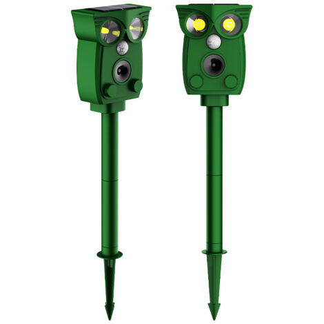 Repellente per gatti a ultrasuoni, repellente solare per gatti, 4 modalità, repellente per animali da esterno, impermeabile IP54, repellente a ultrasuoni con luce LED per gatti, cani, topi, procioni, 