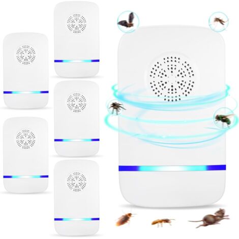 Repellente per insetti ad ultrasuoni per il controllo dei parassiti interni, 6 inserti repellenti per insetti, trappola per topi, insetti, talpe, ragni, formiche, cimici