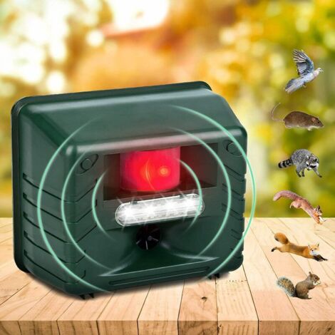 Repellente per uccelli da esterno, repellente per animali ad ultrasuoni Repellente per uccelli da esterno ad ultrasuoni con sensore di movimento e flash, per respingere i parassiti
