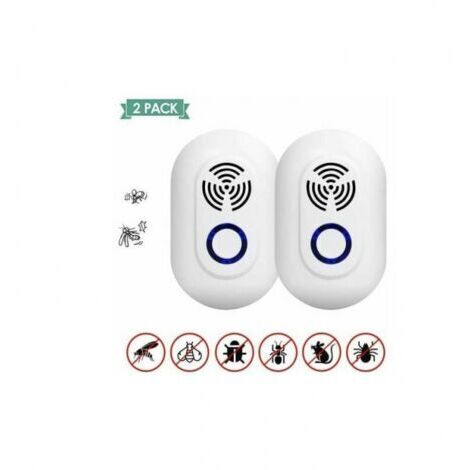 Repellente per zanzare a ultrasuoni - Repellente elettronico a ultrasuoni per interni - Per zanzare, formiche, topi, ragni - Confezione da 2