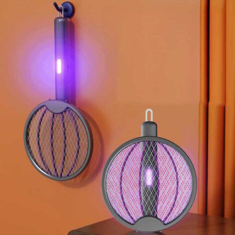 Repellente per zanzare pieghevole ad alta tensione - Racchetta elettrica ricaricabile tramite USB, lampada da scrivania, ideale per campeggio e giardino - 1 pezzo