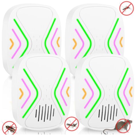 Repellenti per zanzare, confezione da 4, repellenti per zanzare per interni, repellenti elettronici per roditori, topi, formiche, ragni, zanzare, scarafaggi