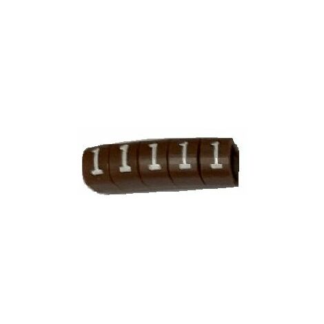 Repère câble RS PRO, Ø câble 3  4.2mm, texte : 1, Blanc sur Marron ( Prix pour Sachet de 250 )