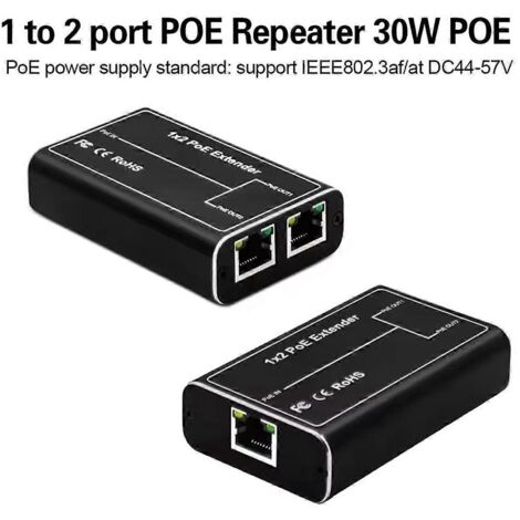 Répéteur réseau Gigabit PoE 2 ports 100/1000M 30W
